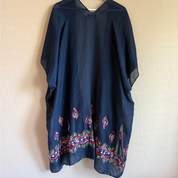 Summer & Rose Kimono Navy Blue Embroidered Women’s One Size - Picture 7 of 8
